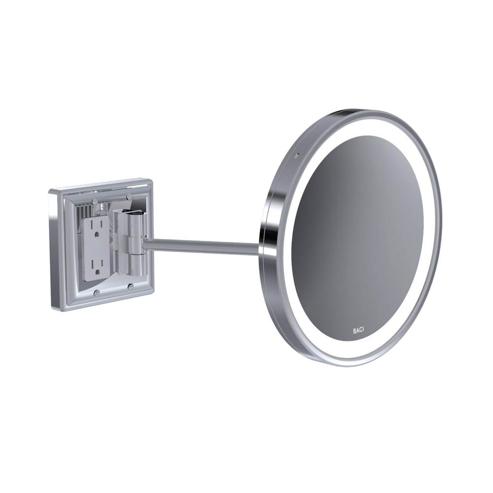 General Plumbing Supply DistributionBaci MirrorsBaci Senior Round Wall Mirror With Gfci Outlet - 10X