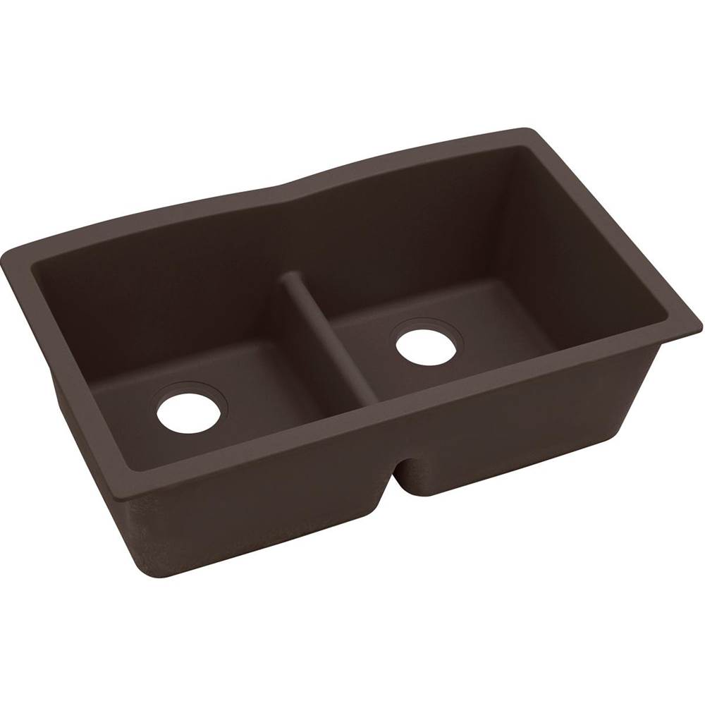 General Plumbing Supply DistributionElkay Reserve SelectionElkay Quartz Luxe 33'' x 19'' x 10'', Equal Double Bowl Undermount Sink with Aqua Divide, Chestnut