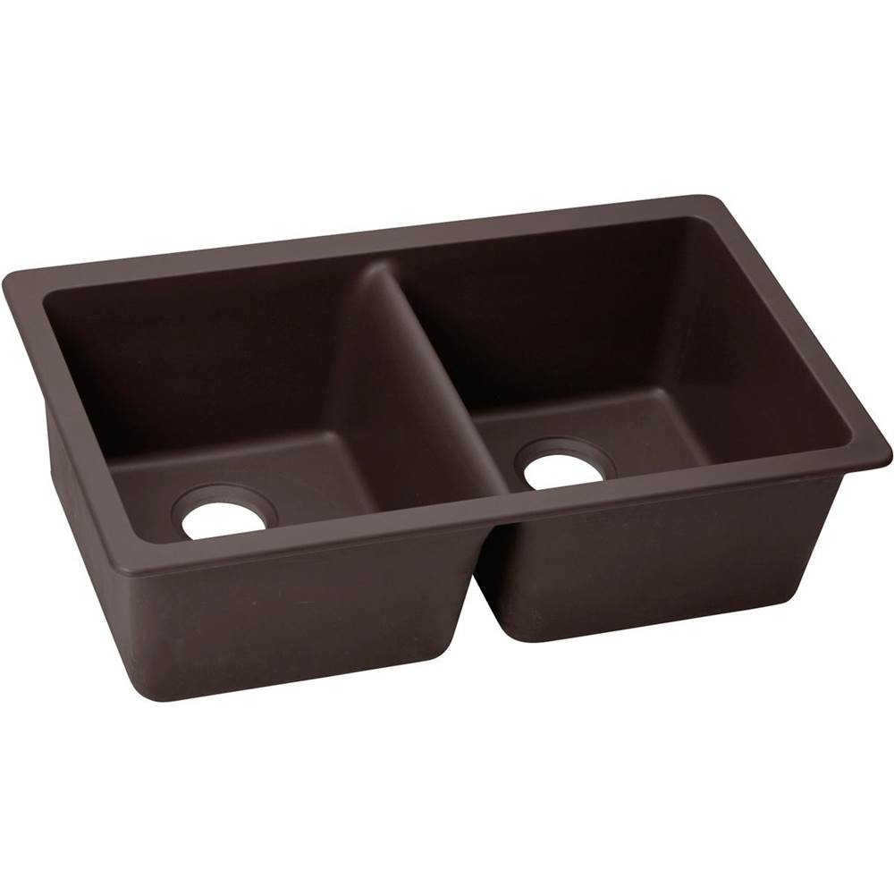 General Plumbing Supply DistributionElkay Reserve SelectionElkay Quartz Luxe 33'' x 18-1/2'' x 9-1/2'', Equal Double Bowl Undermount Sink, Chestnut