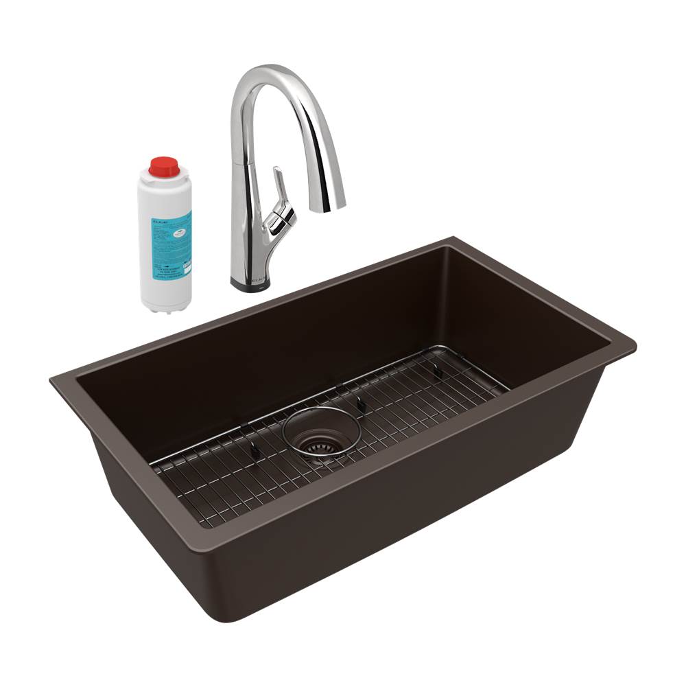 General Plumbing Supply DistributionElkayQuartz Classic 33'' x 18-7/16'' x 9-7/16'', Single Bowl Undermount Sink Kit with Filtered Faucet, Mocha