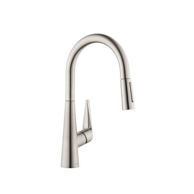 General Plumbing Supply DistributionHansgroheTalis S HighArc Kitchen Faucet, 2-Spray Pull-Down, 1.75 GPM in Steel Optic