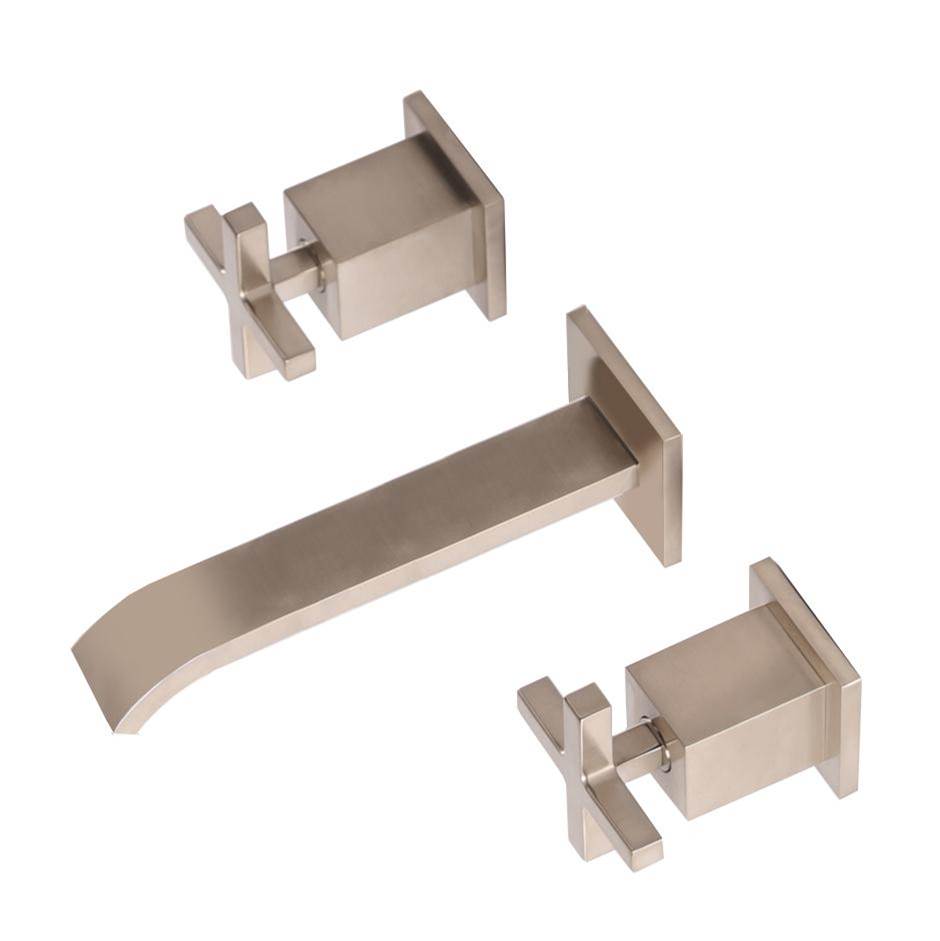 General Plumbing Supply DistributionLacavaROUGH - Wall-mount three-hole faucet featuring natural water flow, with two cross handles, no backplate.
