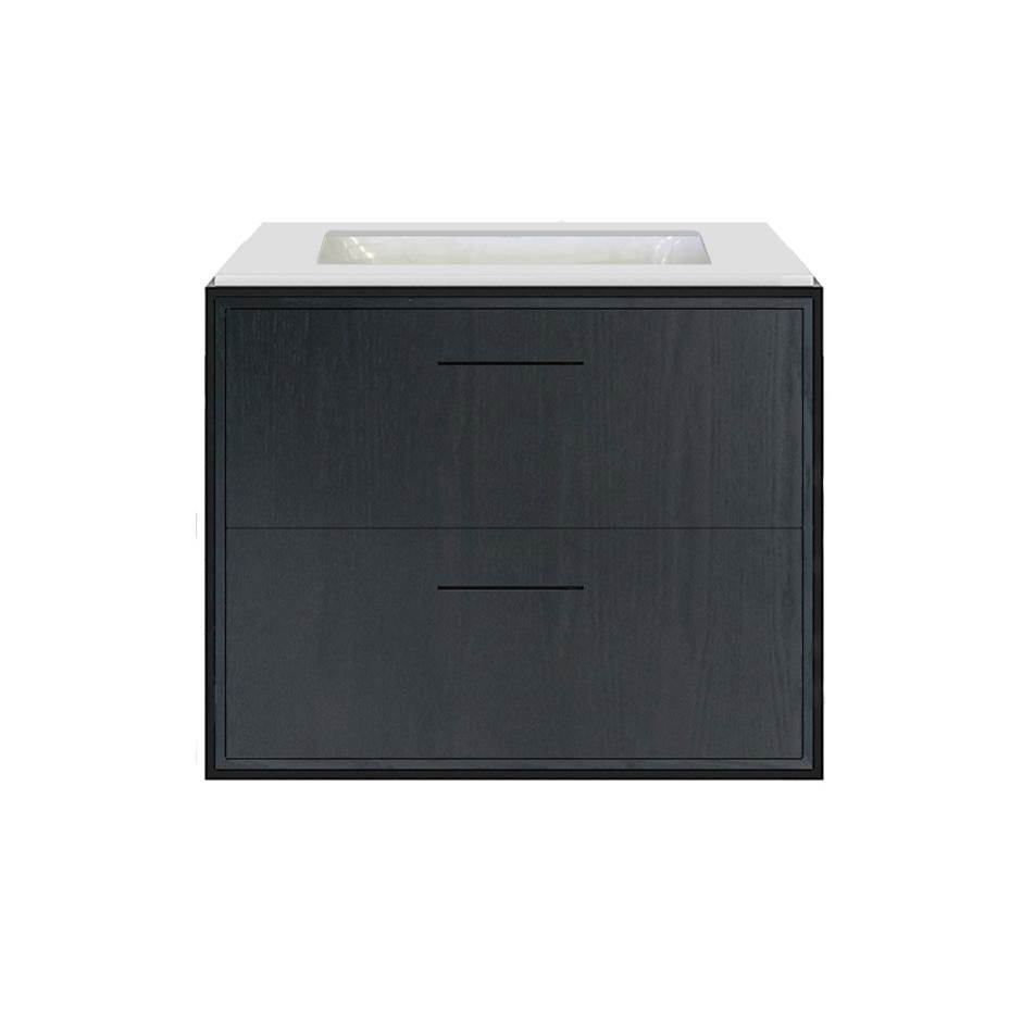 General Plumbing Supply DistributionLacavaCabinet of wall-mount under-counter vanity LIN-UN-24 with two drawers (pulls included), metal frame,  solid surface countertop and shelf.
