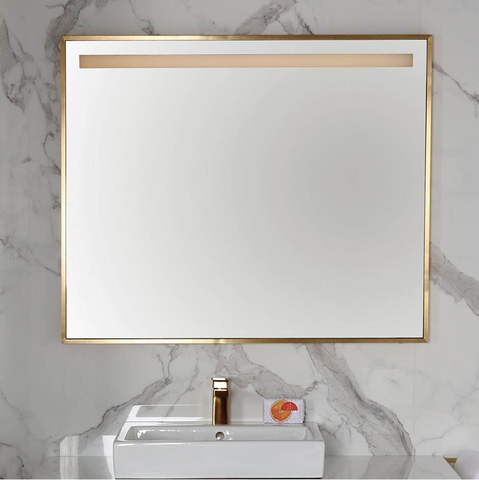 General Plumbing Supply DistributionLacavaWall-mount mirror in wooden or metal frame with LED light behind sand blasted frosted section on top. W:53'', H:34'', D: 2''.
