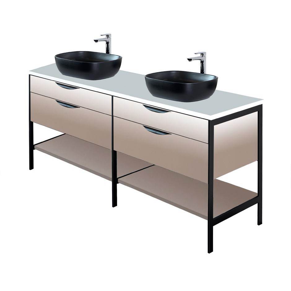 General Plumbing Supply DistributionLacavaCabinet of free standing under-counter vanity  with four drawers, two bottom wood shelves and metal frame (pulls included).
