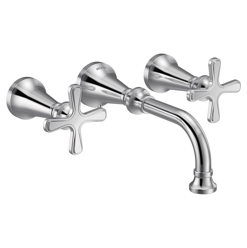 General Plumbing Supply DistributionMoenColinet Traditional Cross Handle Wall Mount Bathroom Faucet Trim, Valve Required, in Chrome