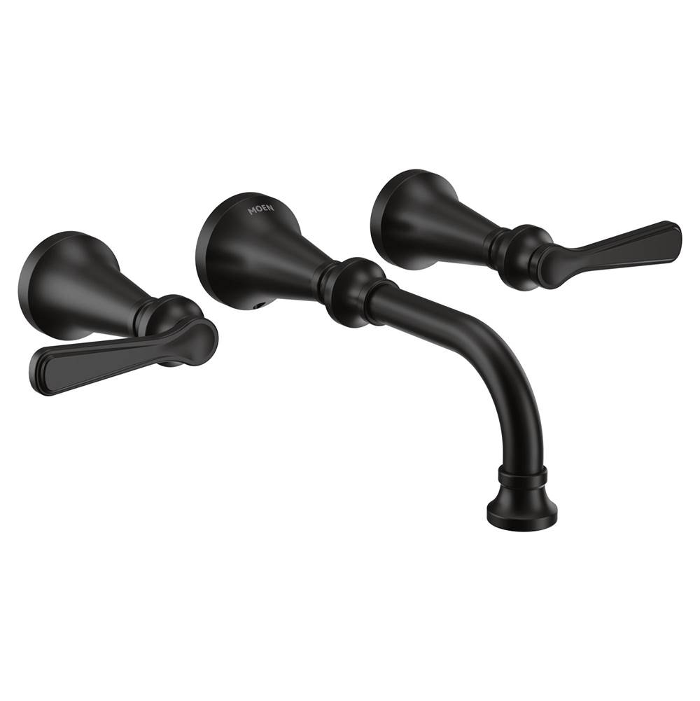 General Plumbing Supply DistributionMoenColinet Traditional Lever Handle Wall Mount Bathroom Faucet Trim, Valve Required, in Matte Black