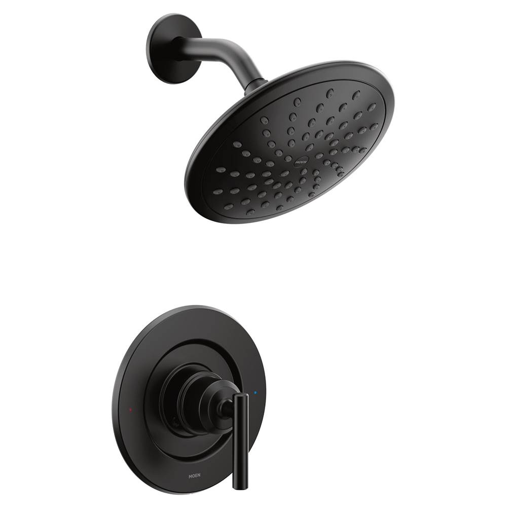 General Plumbing Supply DistributionMoenGibson Posi-Temp Pressure Balancing Modern Shower Only Trim with 8-Inch Eco-Performance Rainshower, Valve Required, Matte Black