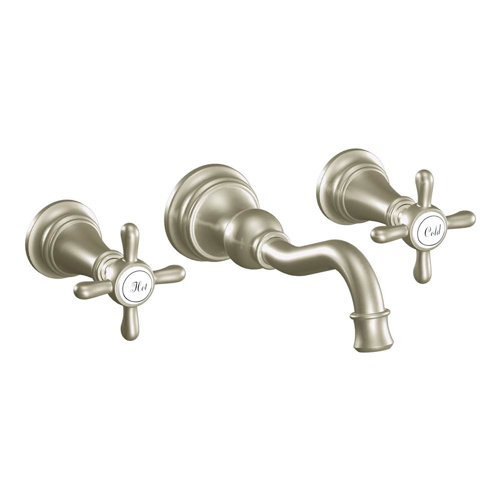 General Plumbing Supply DistributionMoenWeymouth 2-Handle Wall Mount High-Arc Bathroom Faucet in Brushed Nickel (Valve Sold Separately)