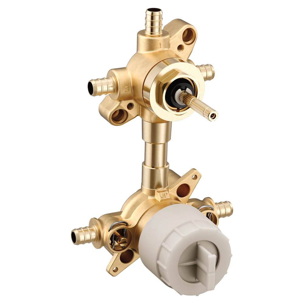 General Plumbing Supply DistributionMoenM-CORE 3-Series Mixing Valve with 2 or 3 Function Integrated Transfer Valve with Crimp Ring PEX Connections and Stops