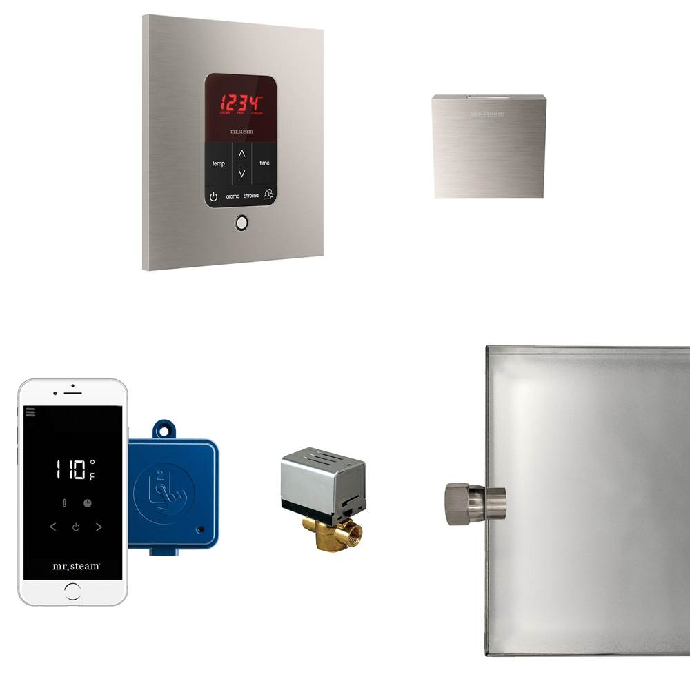 General Plumbing Supply DistributionMr. SteamButler Steam Shower Control Package with iTempoPlus Control and Aroma Designer SteamHead in Square Brushed Nickel