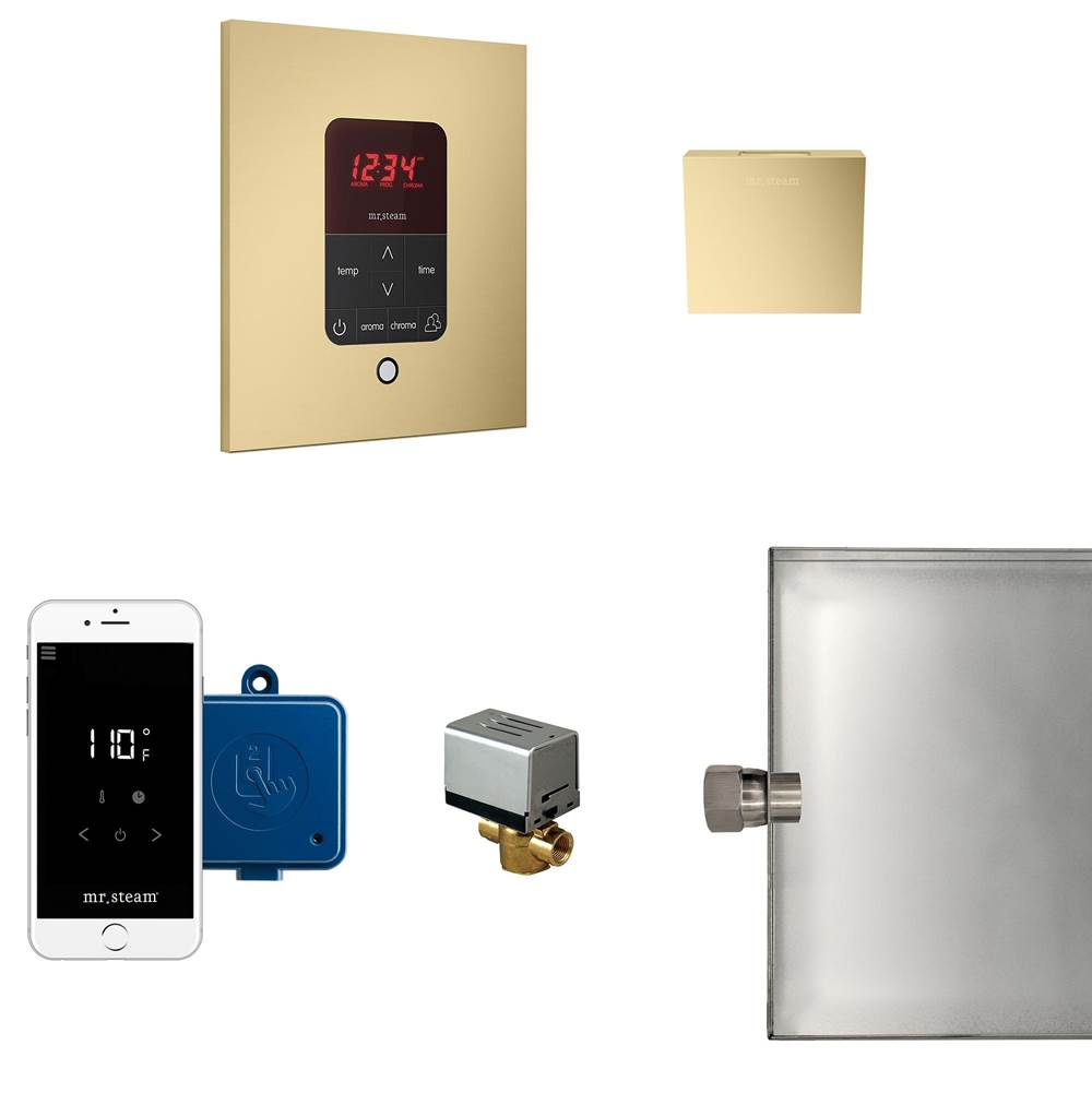 General Plumbing Supply DistributionMr. SteamButler Steam Shower Control Package with iTempoPlus Control and Aroma Designer SteamHead in Square Satin Brass