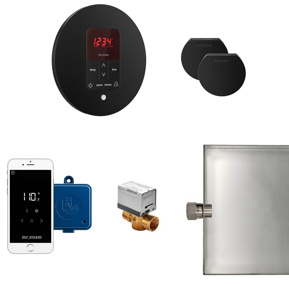 General Plumbing Supply DistributionMr. SteamButler Max Steam Shower Control Package with iTempoPlus Control and Aroma Designer SteamHead in Round Matte Black