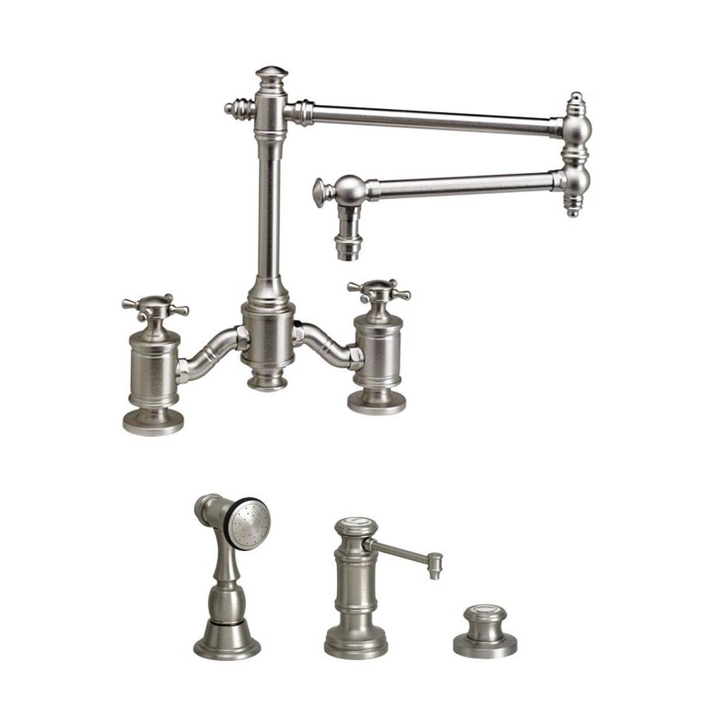 General Plumbing Supply DistributionWaterstoneWaterstone Towson Bridge Faucet - 18'' Articulated Spout - Cross Handles - 3pc. Suite